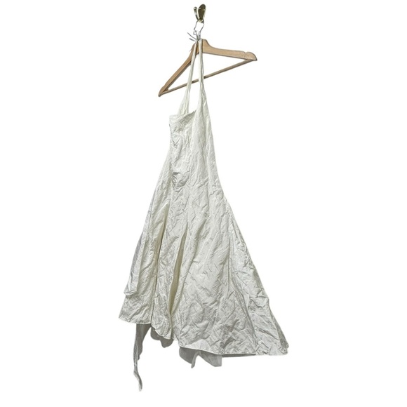 ONI ONIK Bridal Crinkle Tulle Halter Cocktail Dress Ivory EU38/US6 - Picture 6 of 9